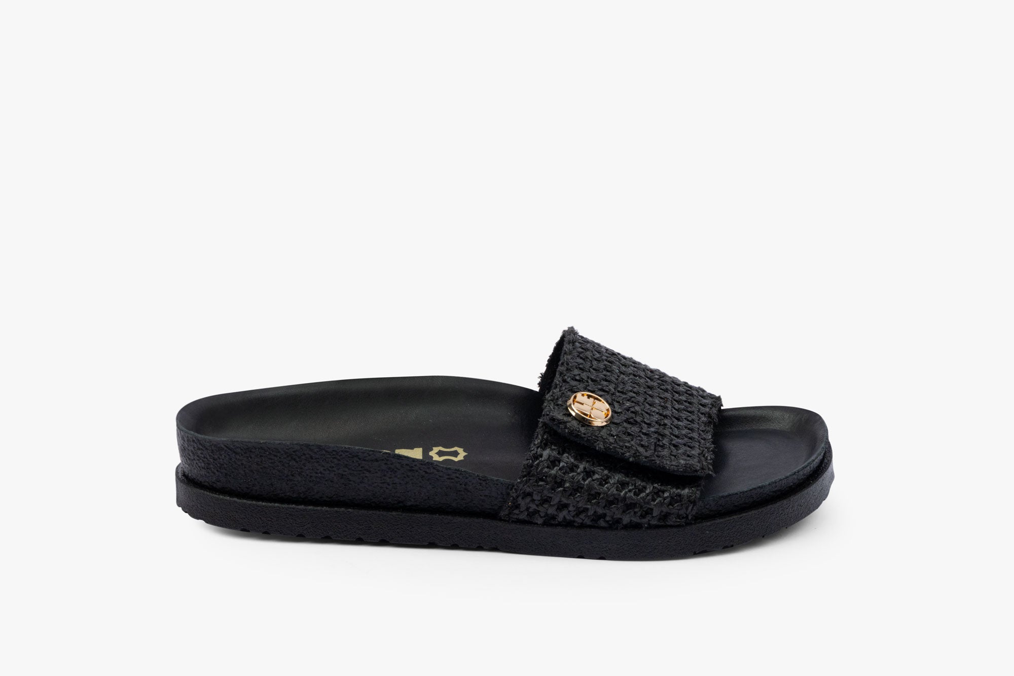 Avera dame sandal i læderflet - sort