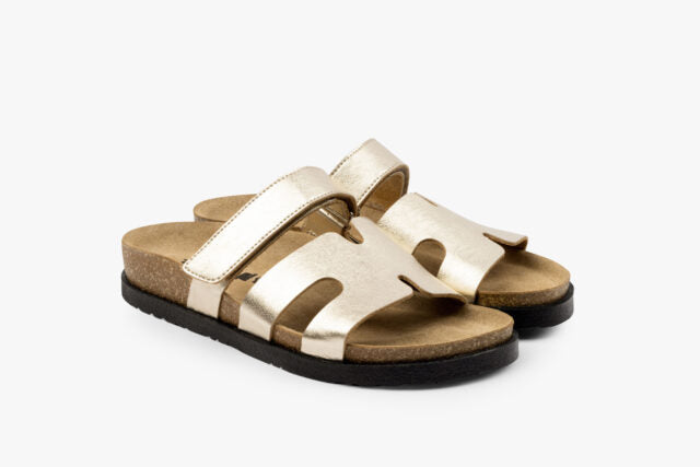 Axis dame læder sandal - guld