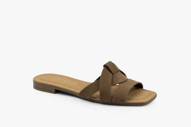 Linea dame sandal i ruskind - brun