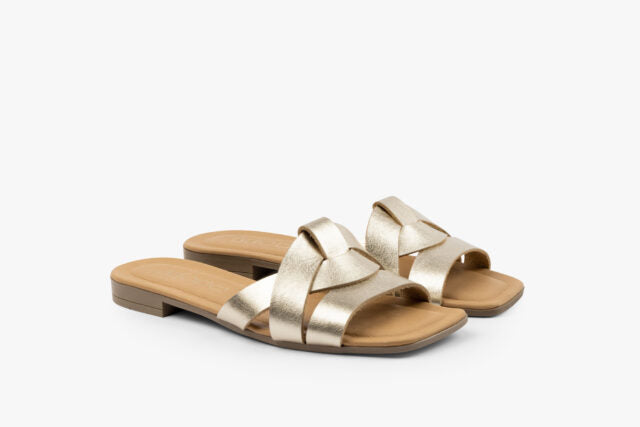 Linea dame læder sandal - guld