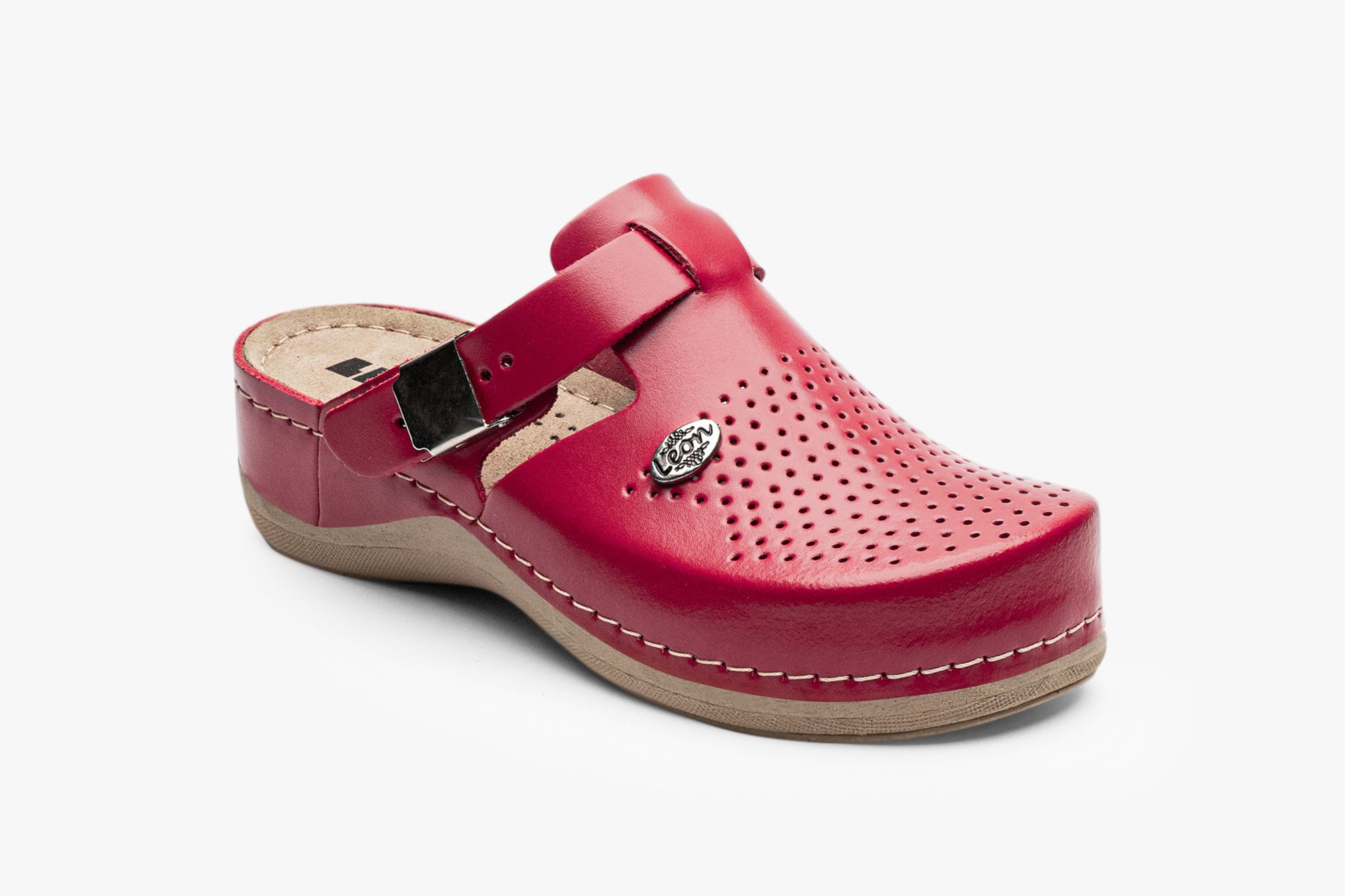 Lana dame læder clogs - rød