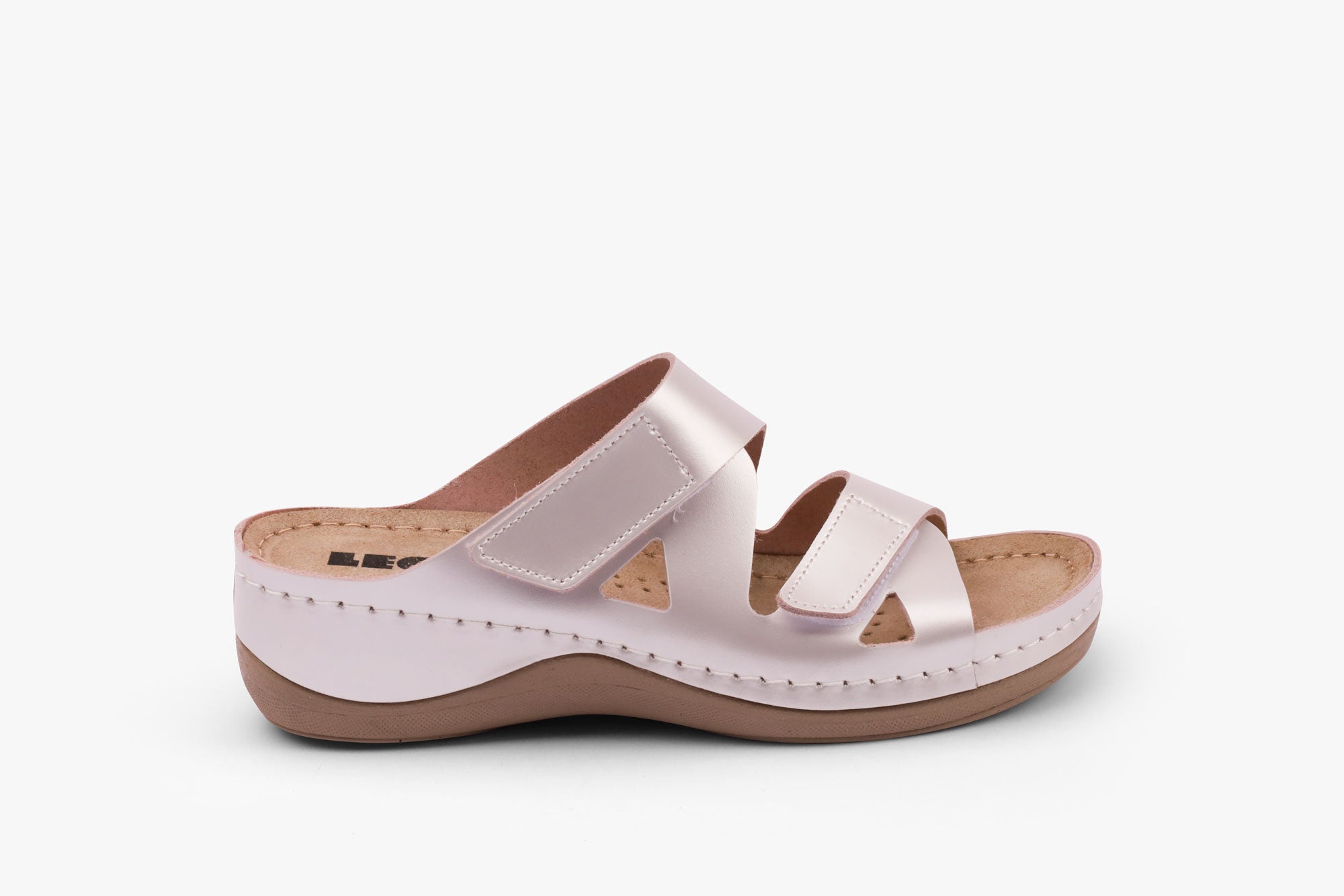 Laura dame læder sandaler - perlemor