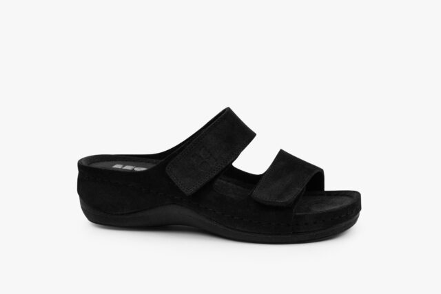 Moss dame sandal i ruskind - sort