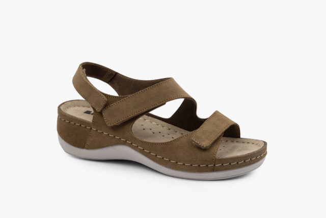 Even dame læder sandal - brun