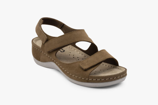 Even dame læder sandal - brun