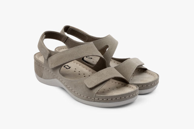 Even dame læder sandal - grå