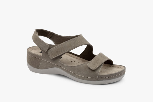Even dame læder sandal - grå