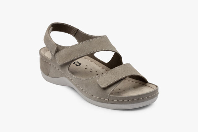Even dame læder sandal - grå