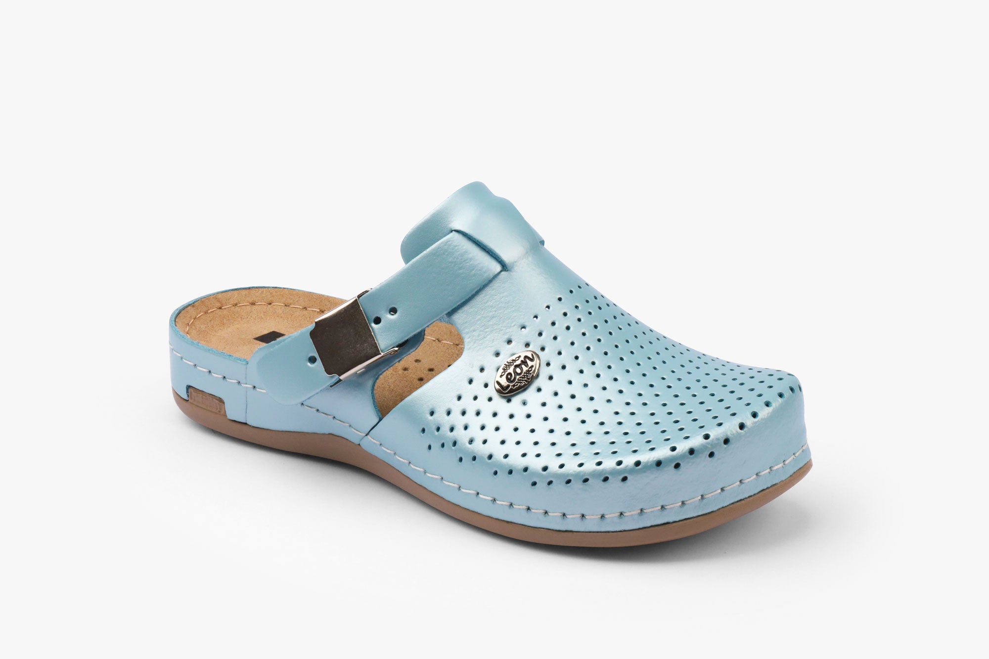 Leona - Dame Læder Clogs med Justerbar Rem - Mint