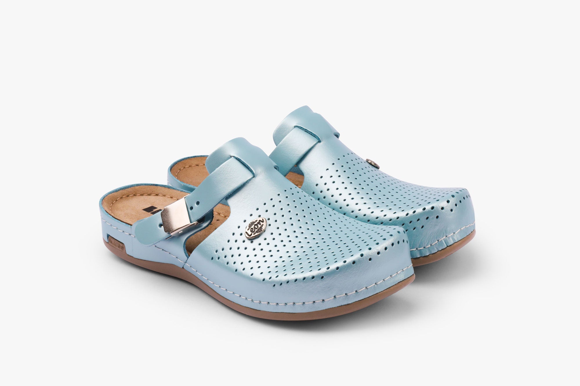 Leona - Dame Læder Clogs med Justerbar Rem - Mint