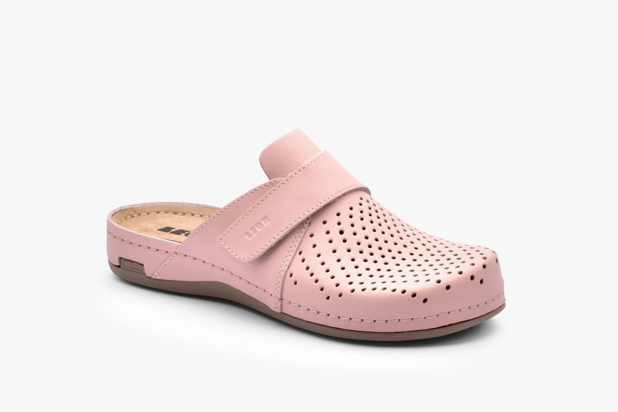 Leona Bakkar dame læder clogs - lyserød