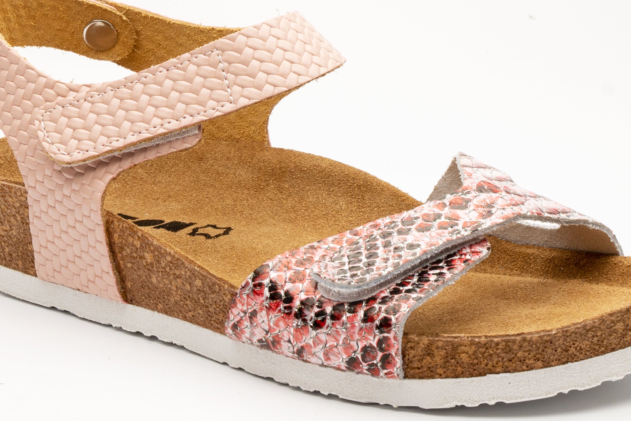 Helen dame læder sandaler - pink slangeskindsmønstret