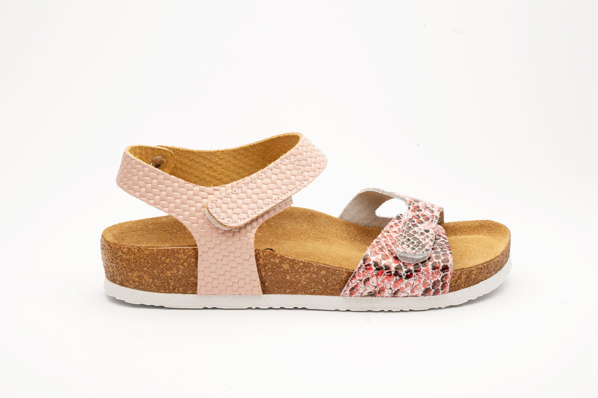 Helen dame læder sandaler - pink slangeskindsmønstret