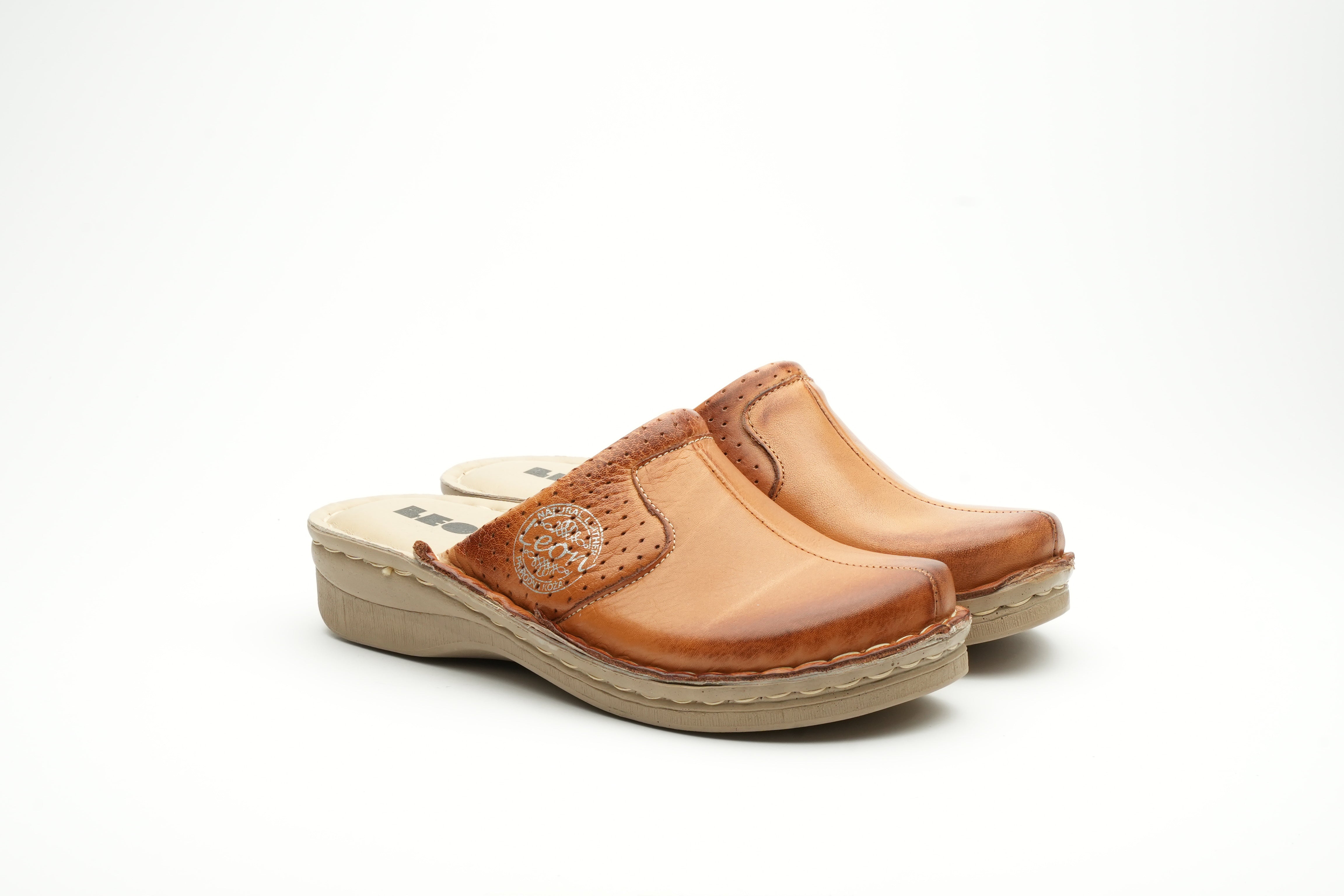 Emili - Dame Læder Clogs - Brun