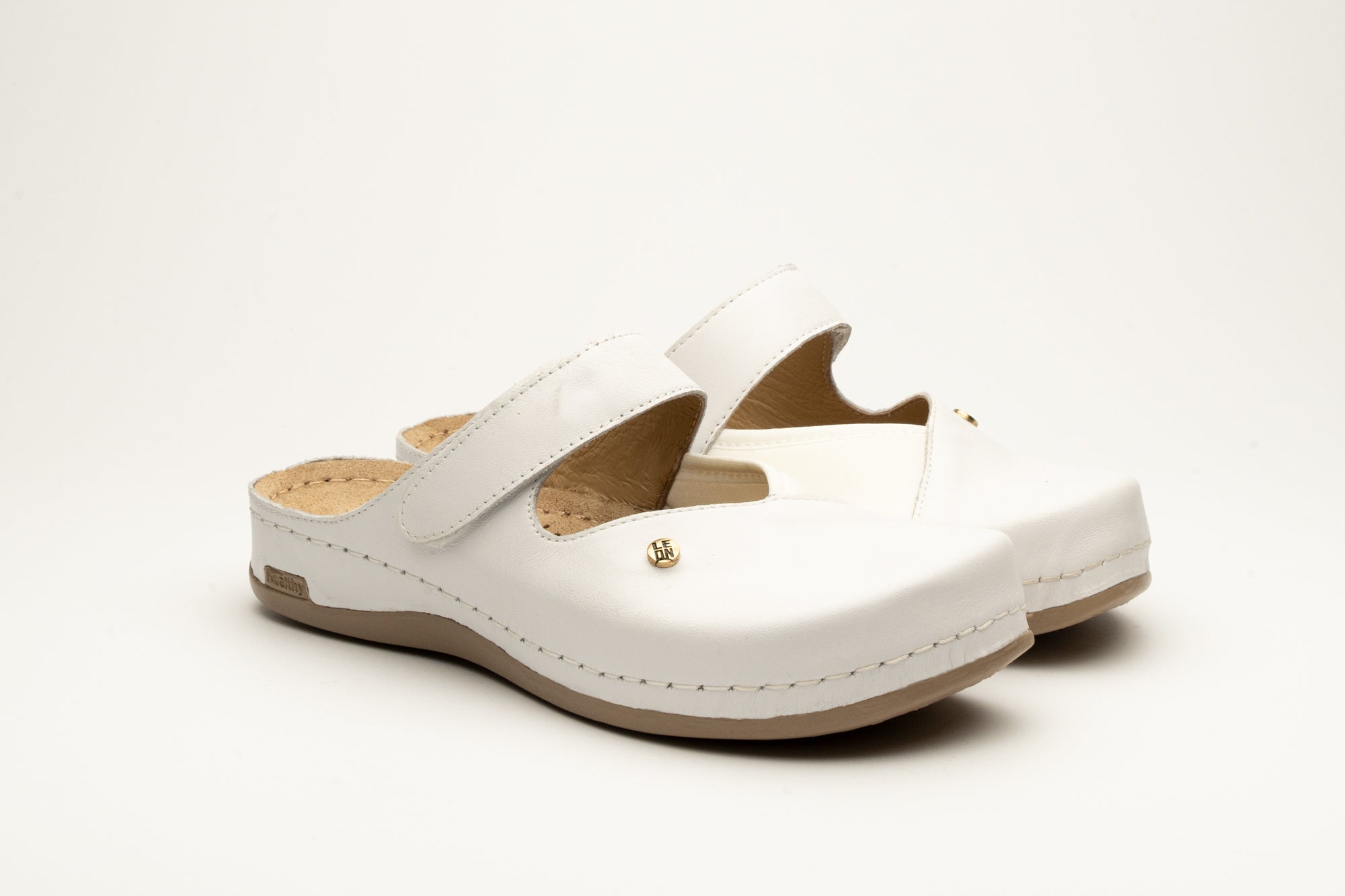 Ruby læder ballerina clogs med fleksibel pasform - hvid