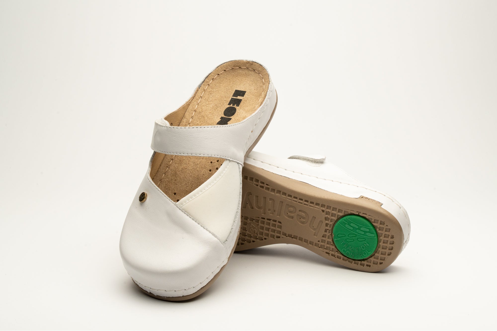 Ruby læder ballerina clogs med fleksibel pasform - hvid