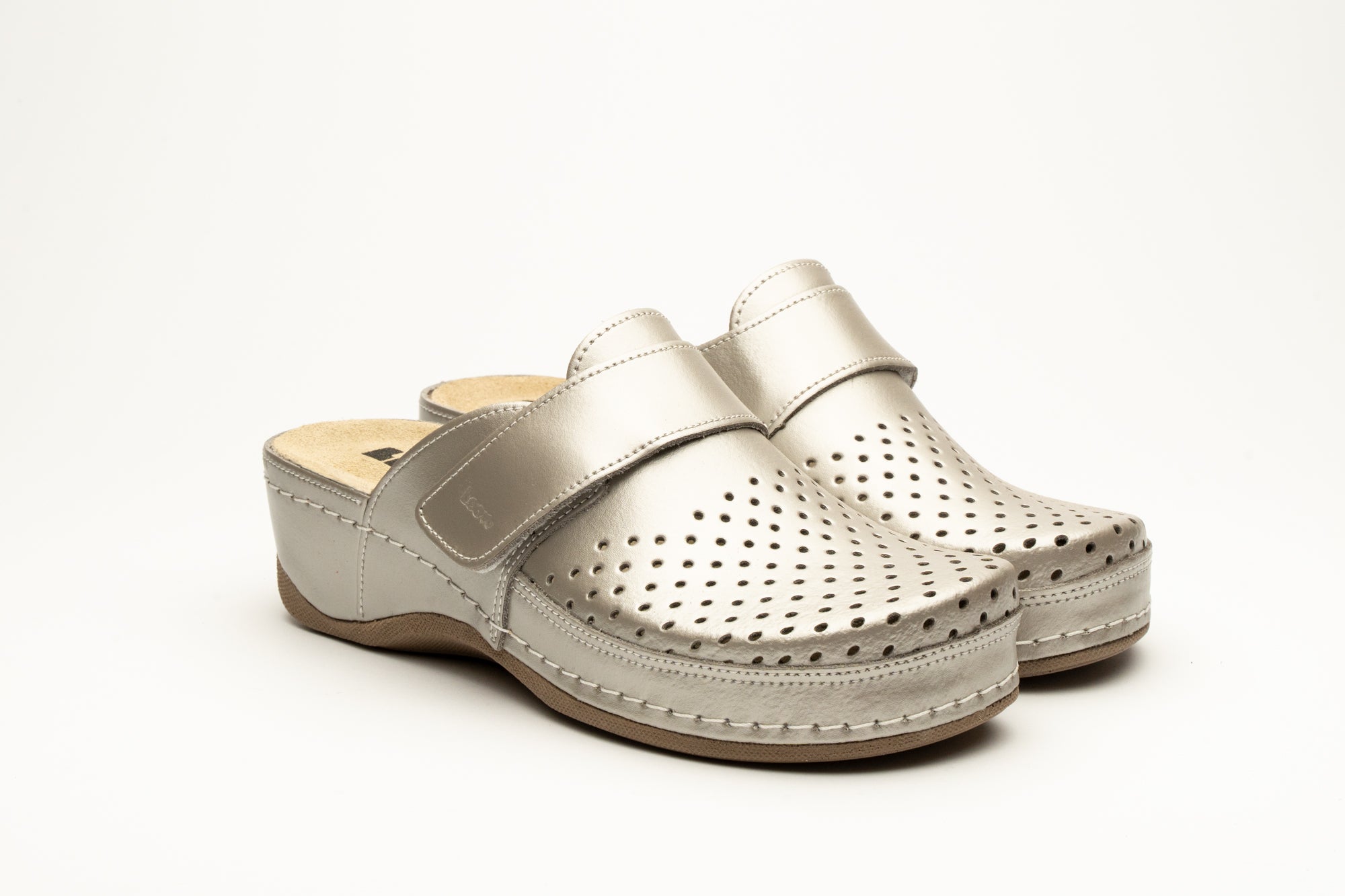 Aurora IV dame læder clogs - champagne