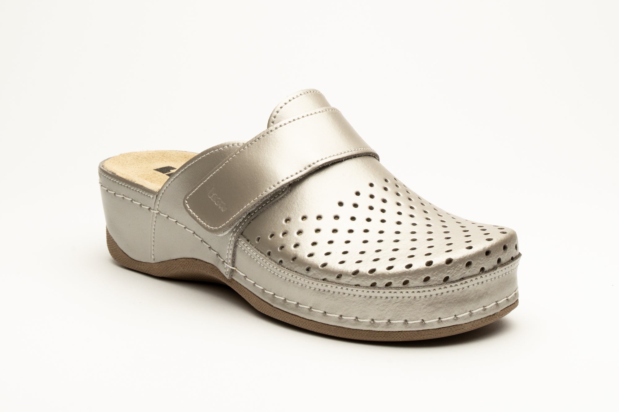 Aurora IV dame læder clogs - champagne