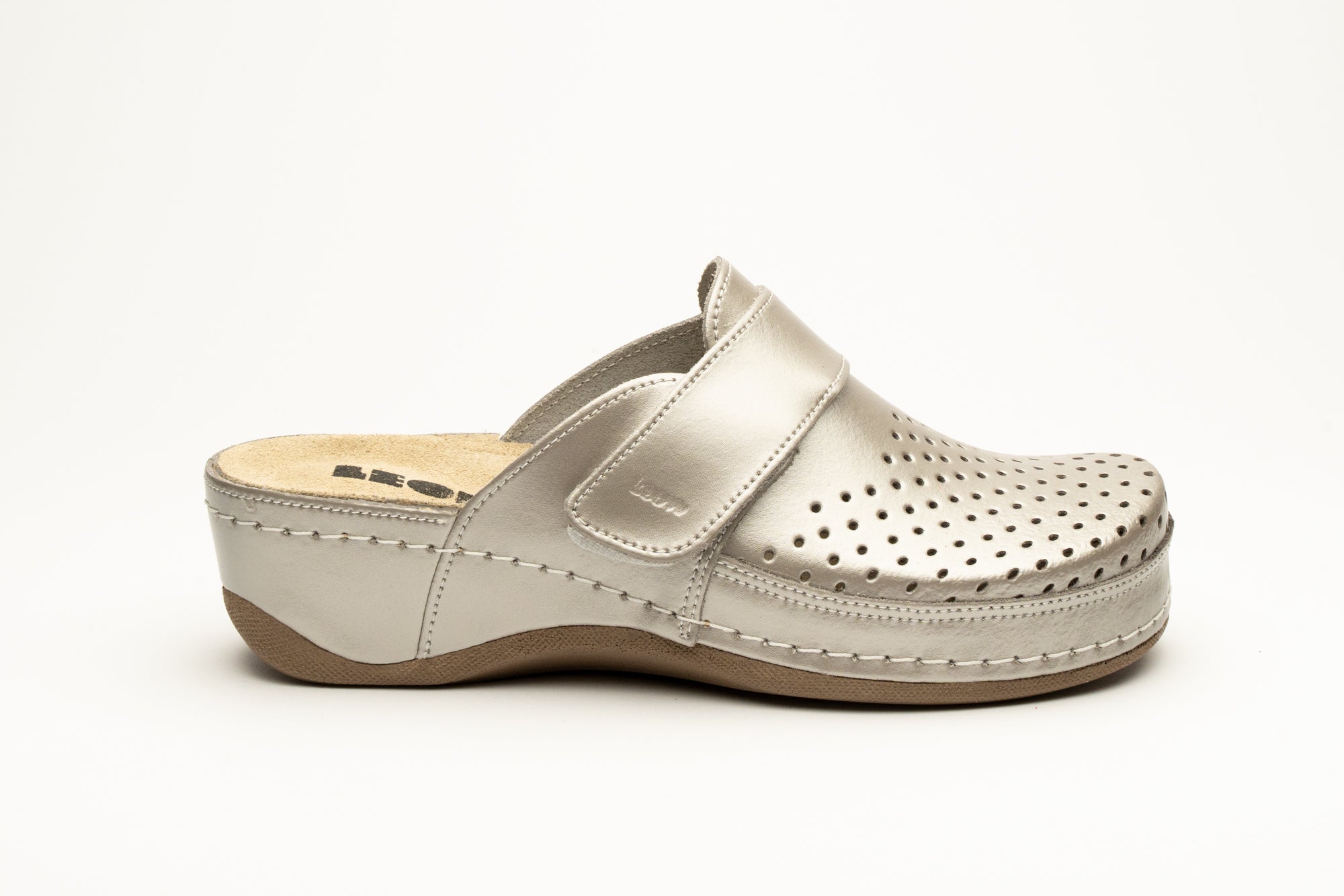 Aurora IV dame læder clogs - champagne