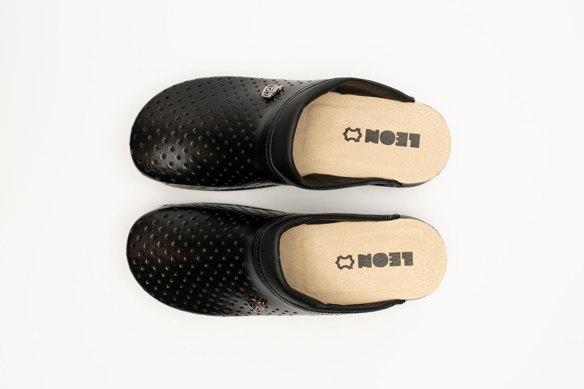 Klassiske Dame Læder Clogs - Sort