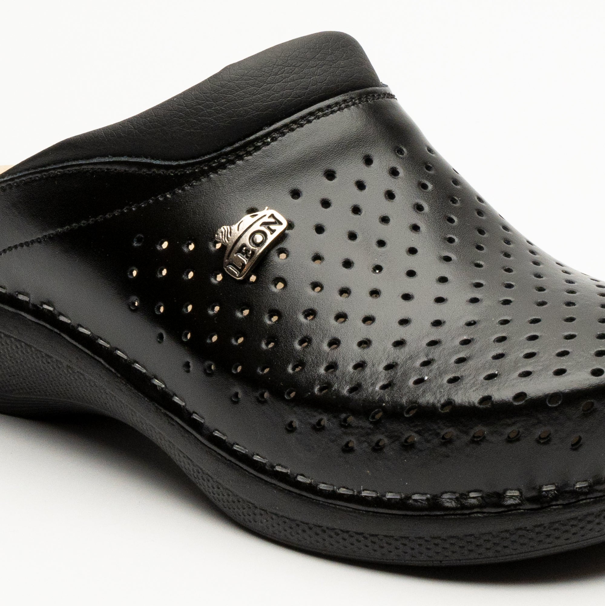 Klassiske Dame Læder Clogs - Sort