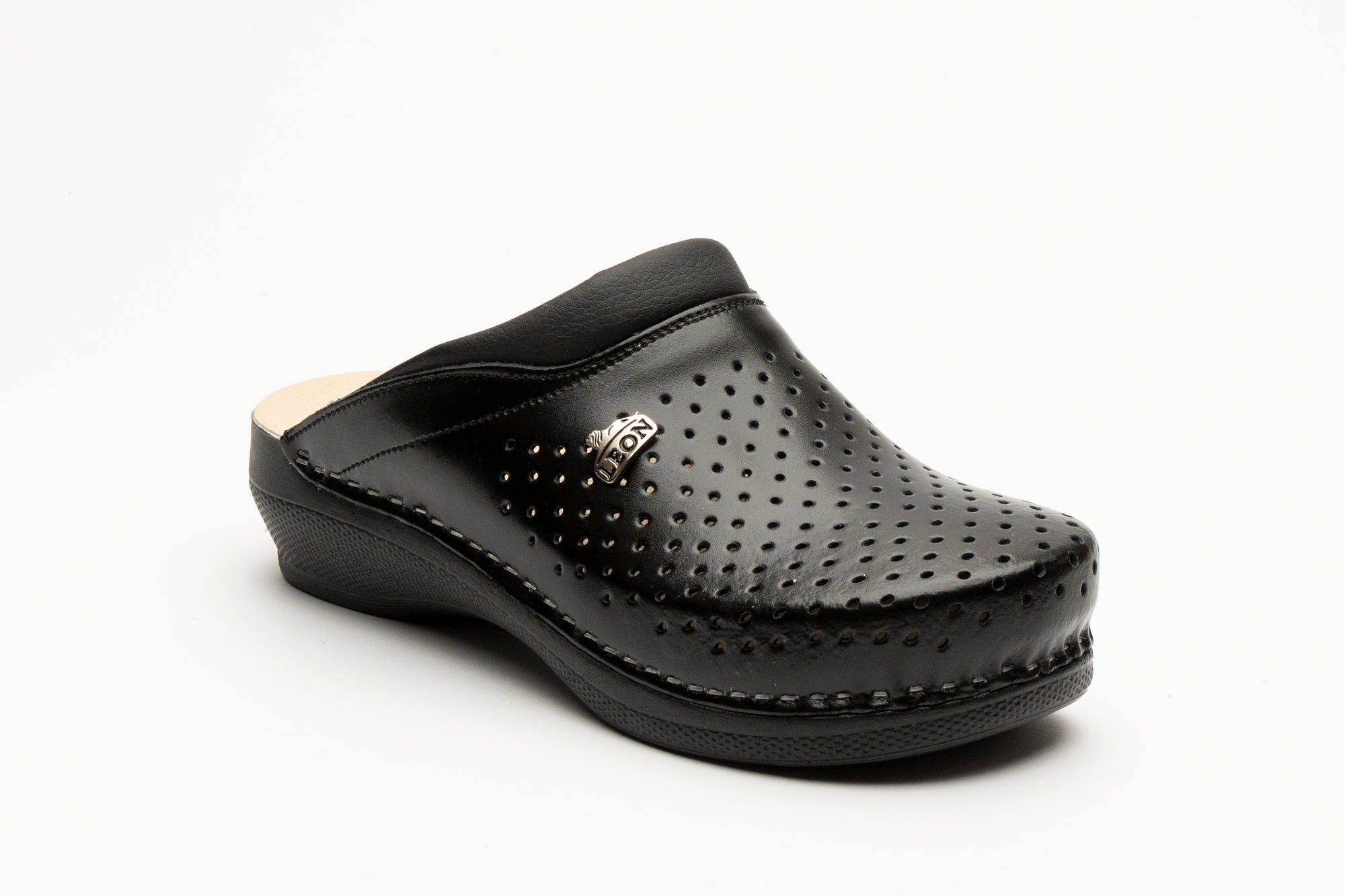 Klassiske Dame Læder Clogs - Sort