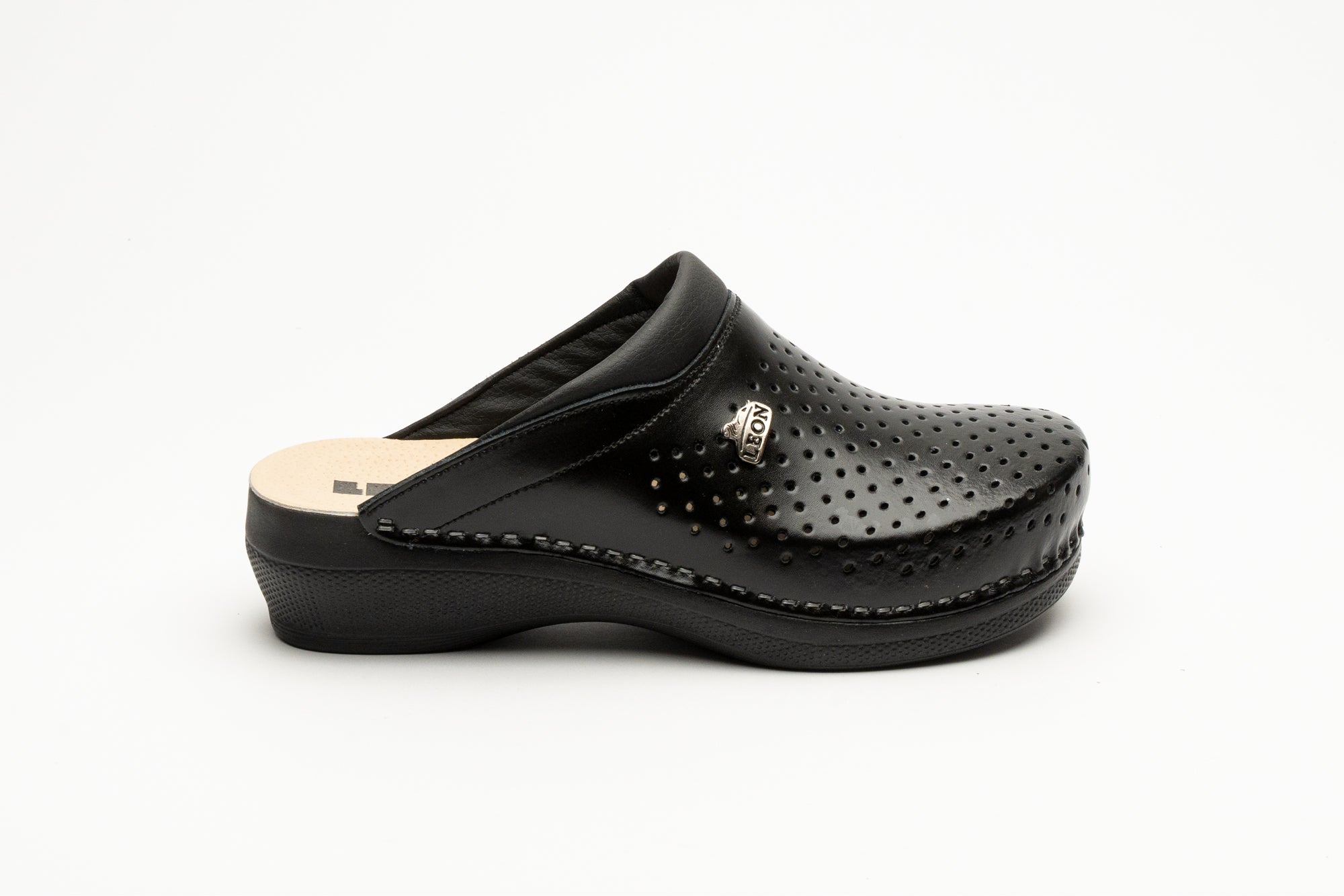 Klassiske Dame Læder Clogs - Sort