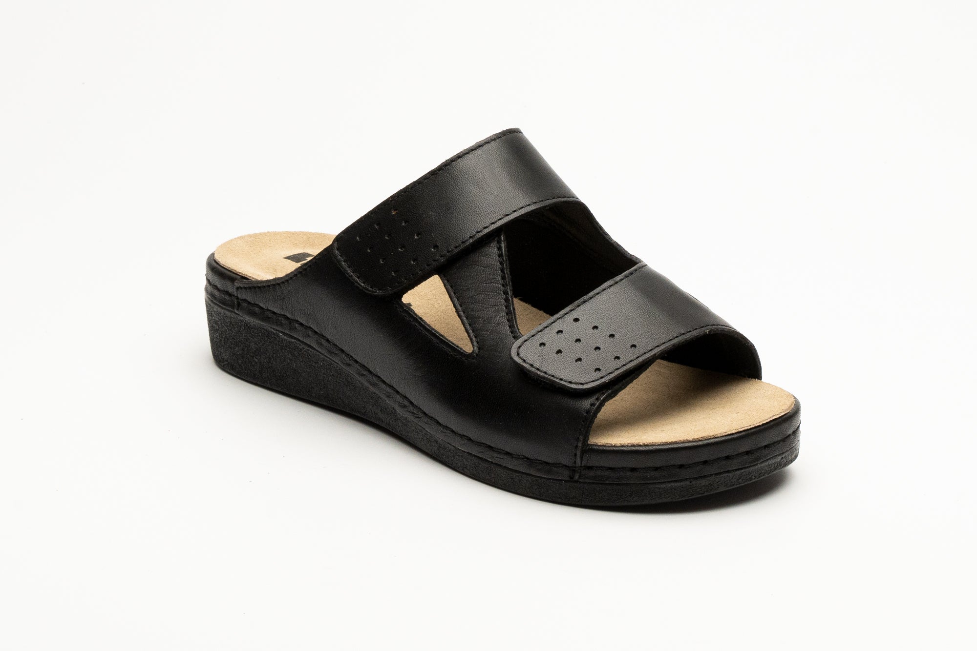 Nora II dame læder sandal med fleksibel pasform - sort