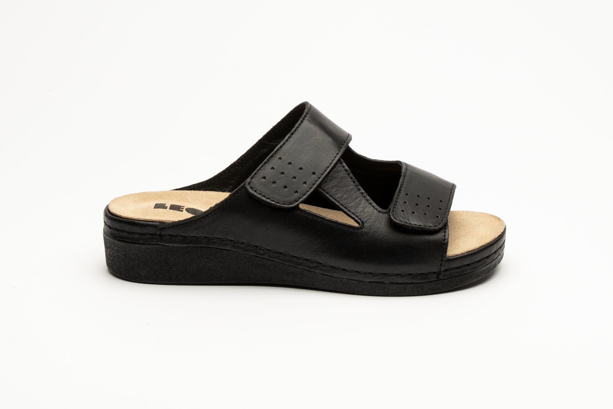 Nora II dame læder sandal med fleksibel pasform - sort