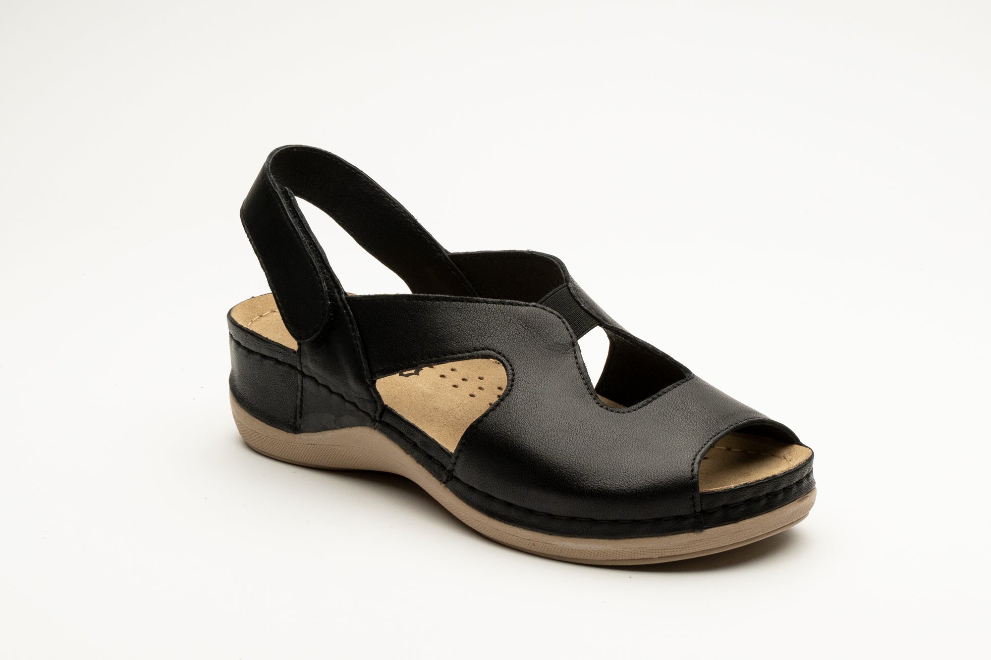 Violeta dame læder sandal - sort