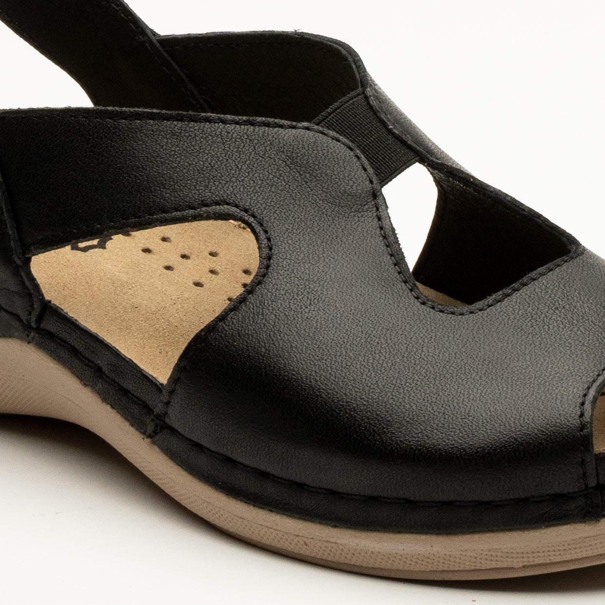 Violeta dame læder sandal - sort