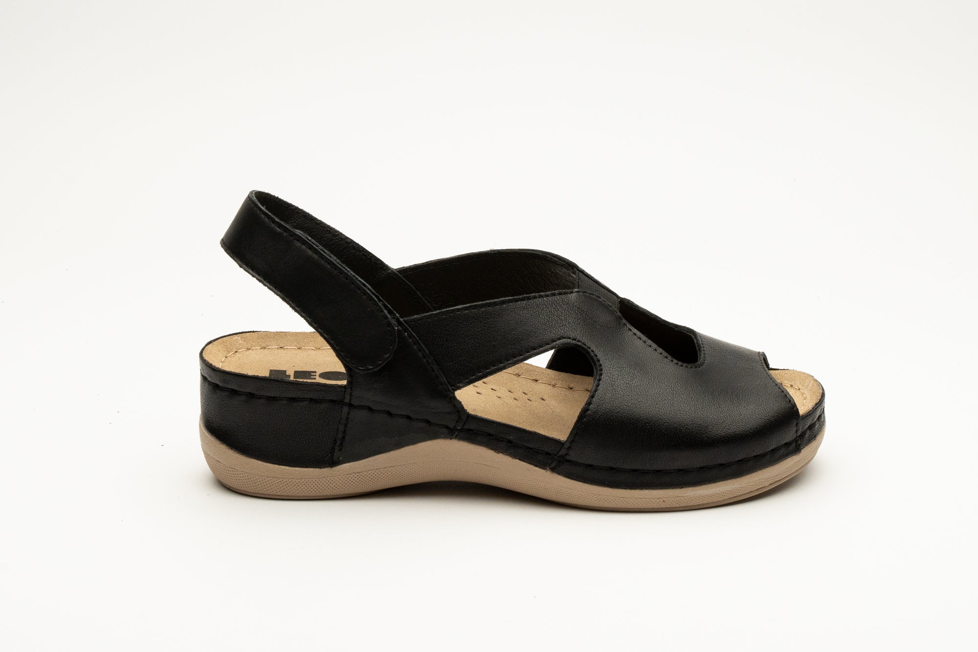 Violeta dame læder sandal - sort