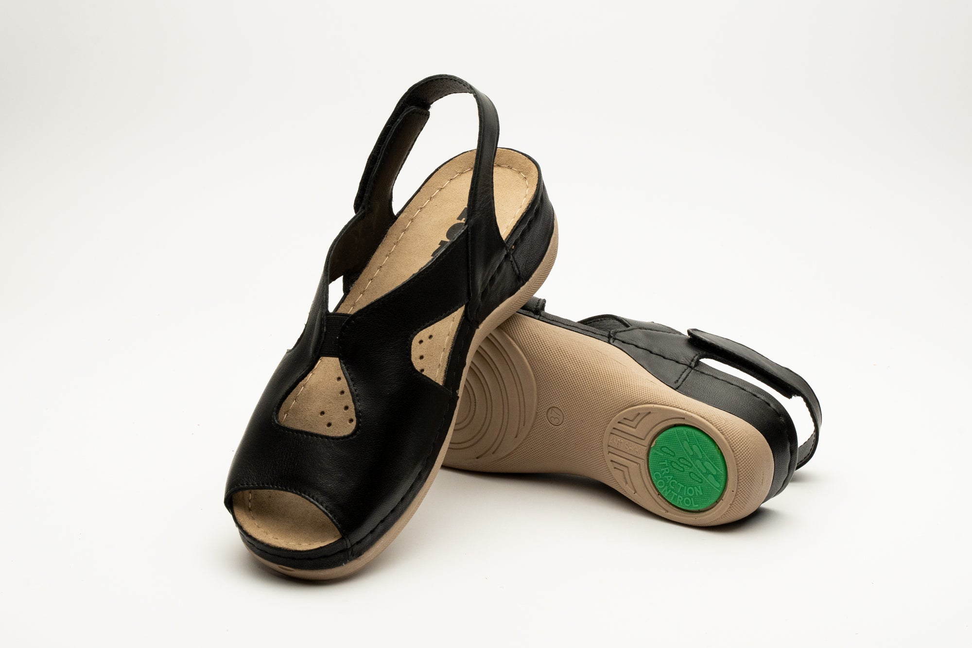 Violeta dame læder sandal - sort