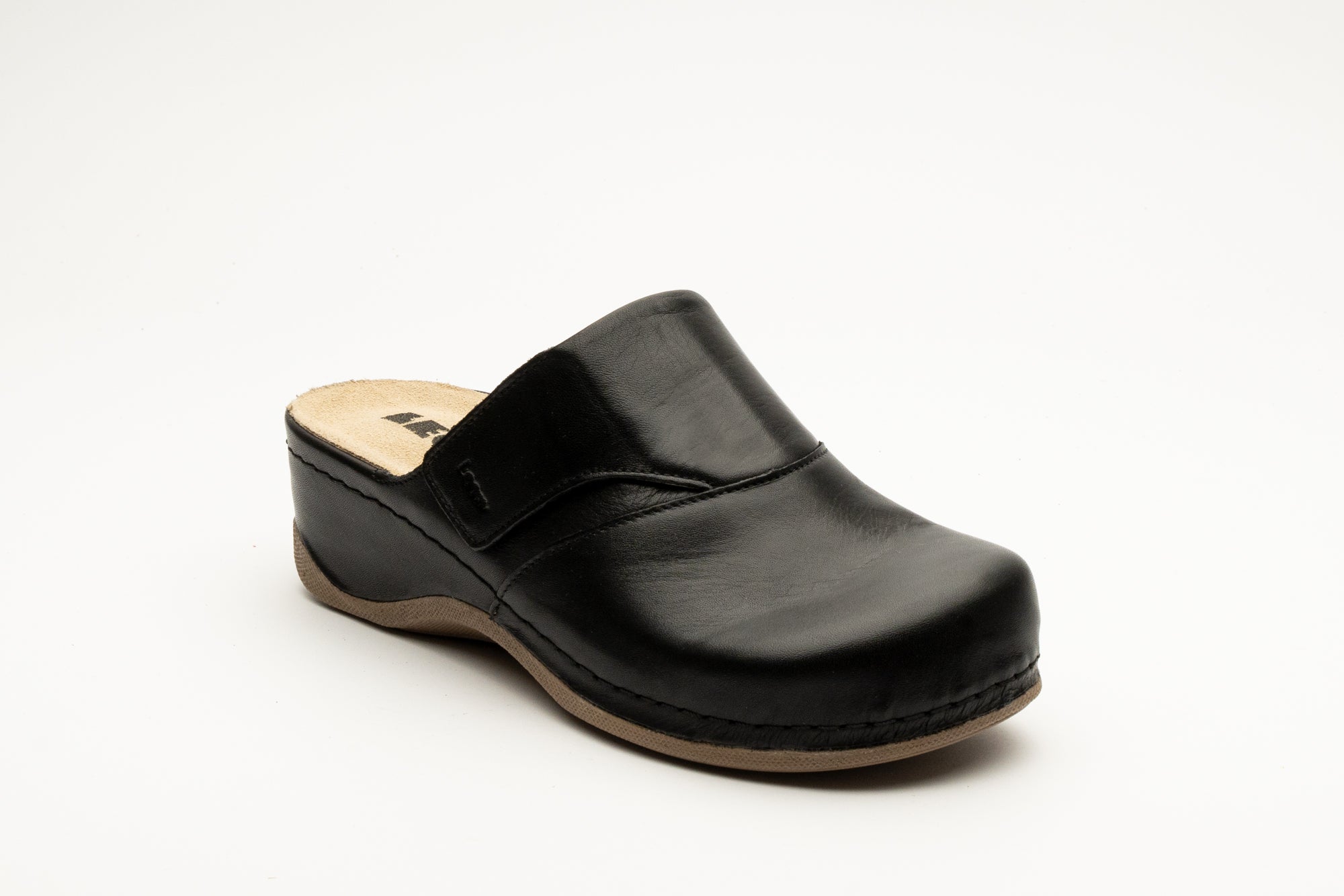 Aurora - Dame Læder Clogs - Sort