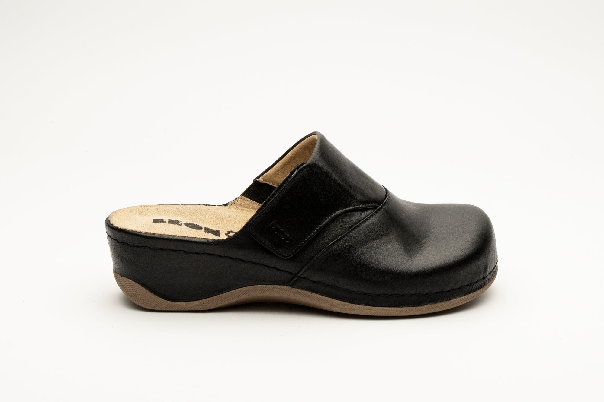 Aurora - Dame Læder Clogs - Sort