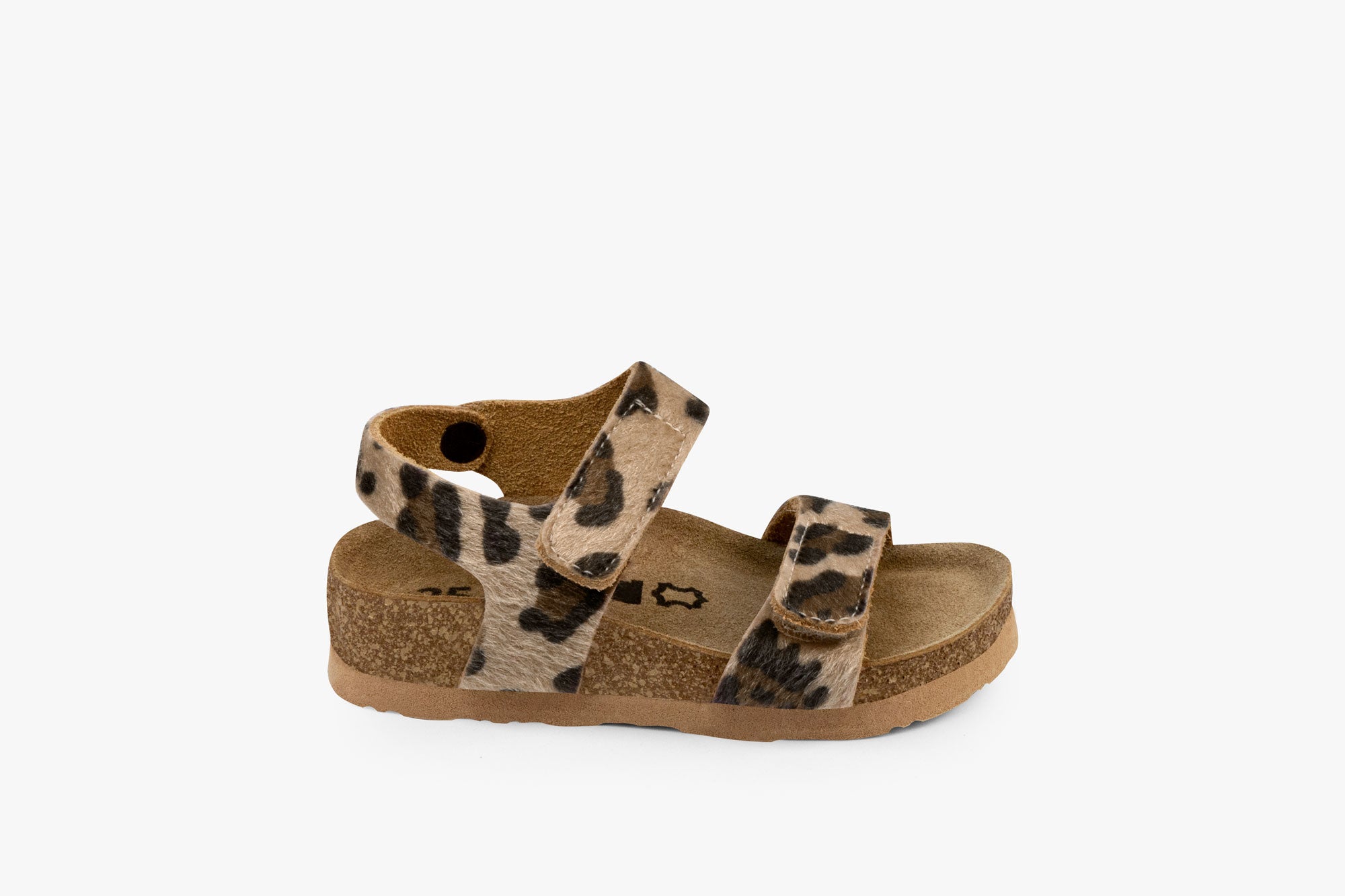 Kai børne læder sandal i pels - brun leopardprint