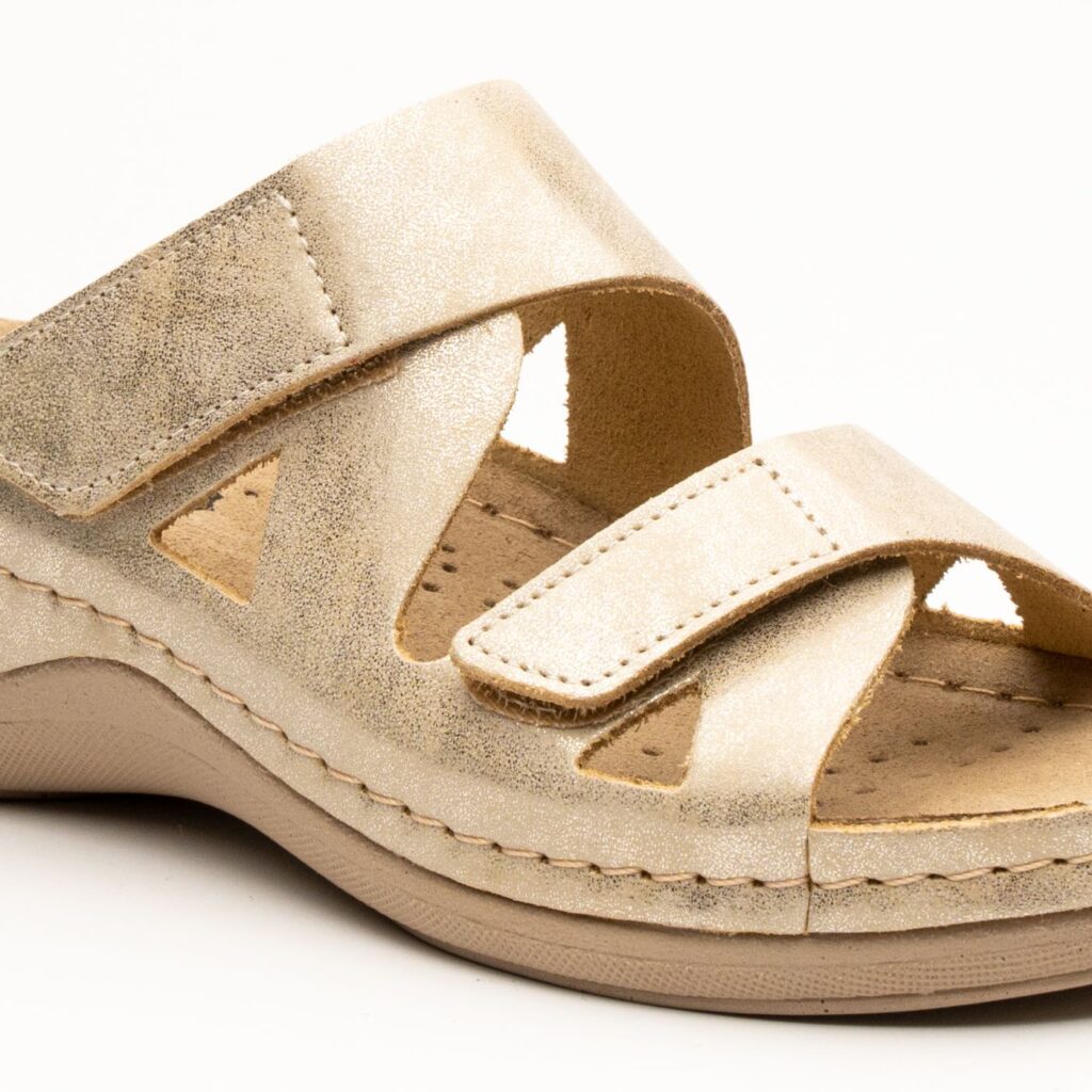 Laura dame læder sandaler - guld