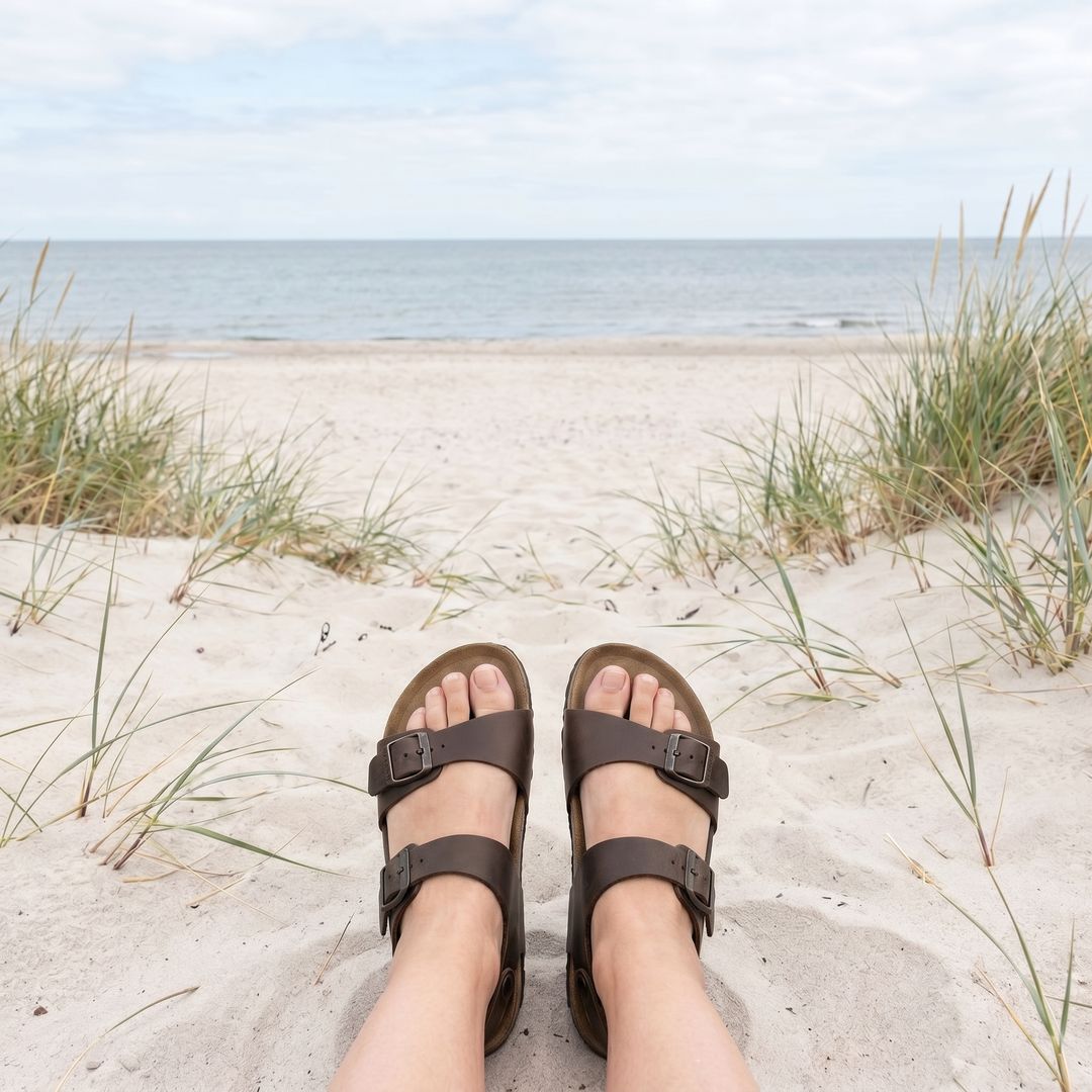 Root dame læder sandal - brun