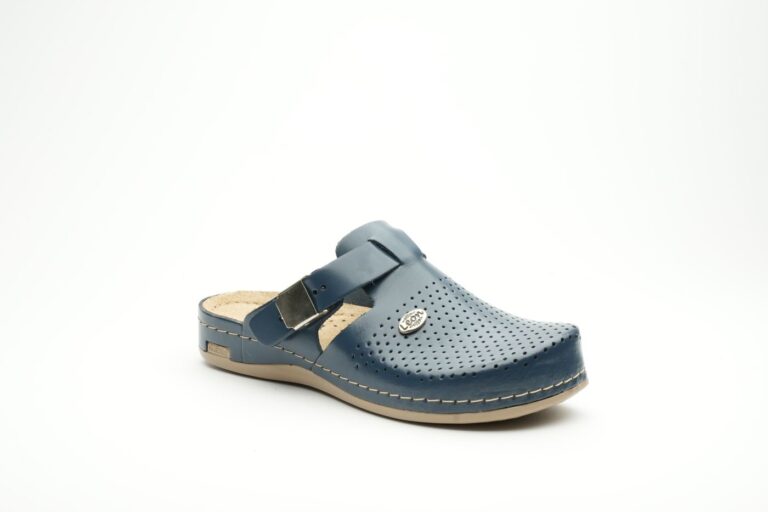 Leona - Dame Læder Clogs - Mørkeblå