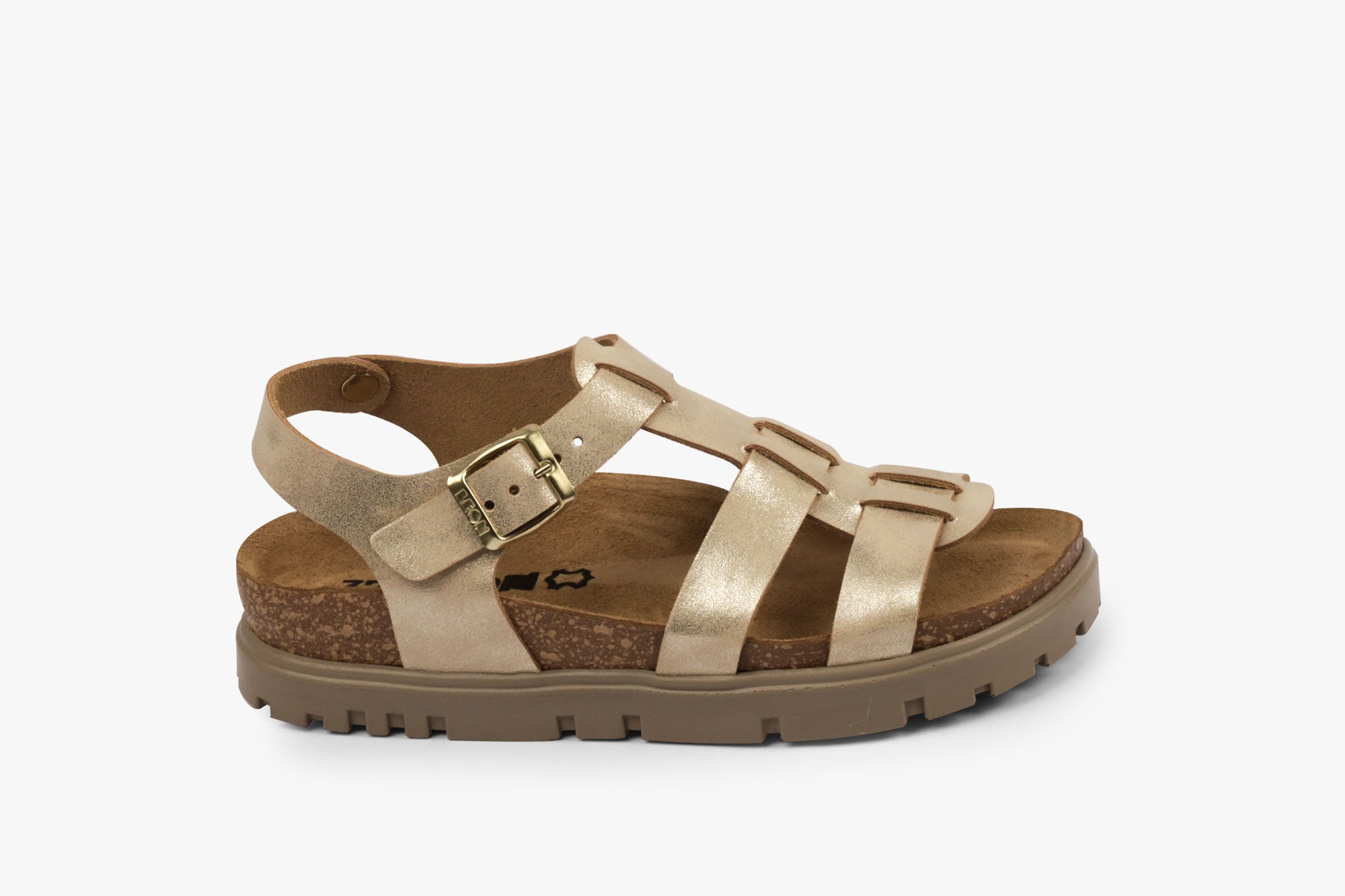 Roma dame læder sandal - guld