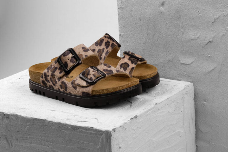 Terra dame sandaler med pels - brun leopard