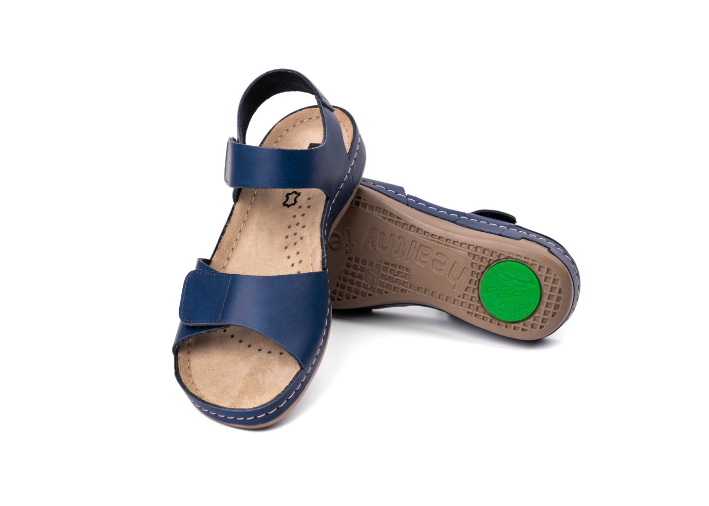 Xenia III dame læder sandal - navy