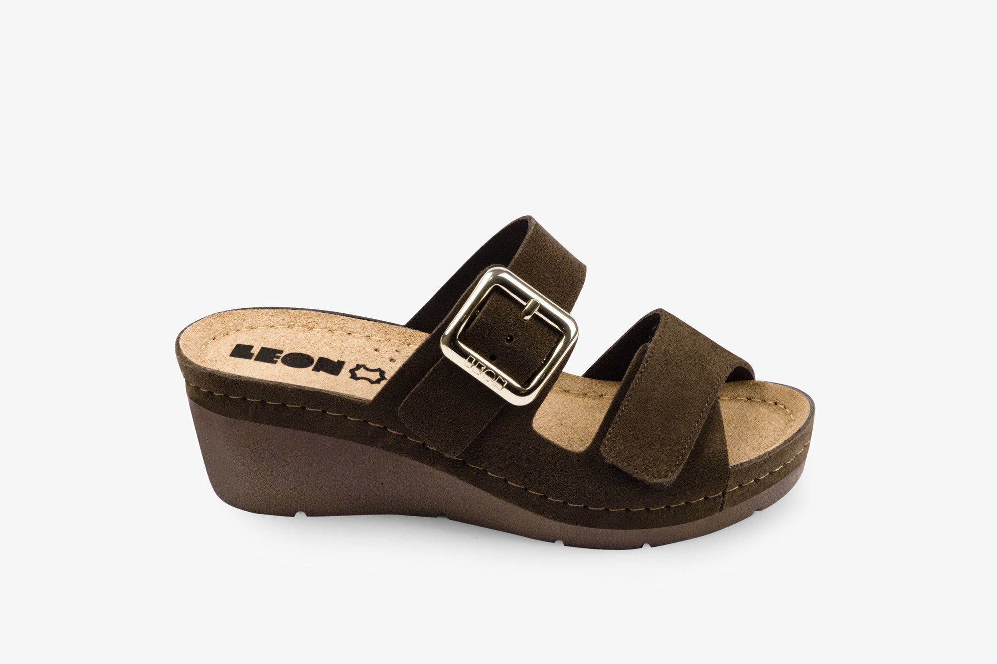 Amara dame læder kilesandal - brun