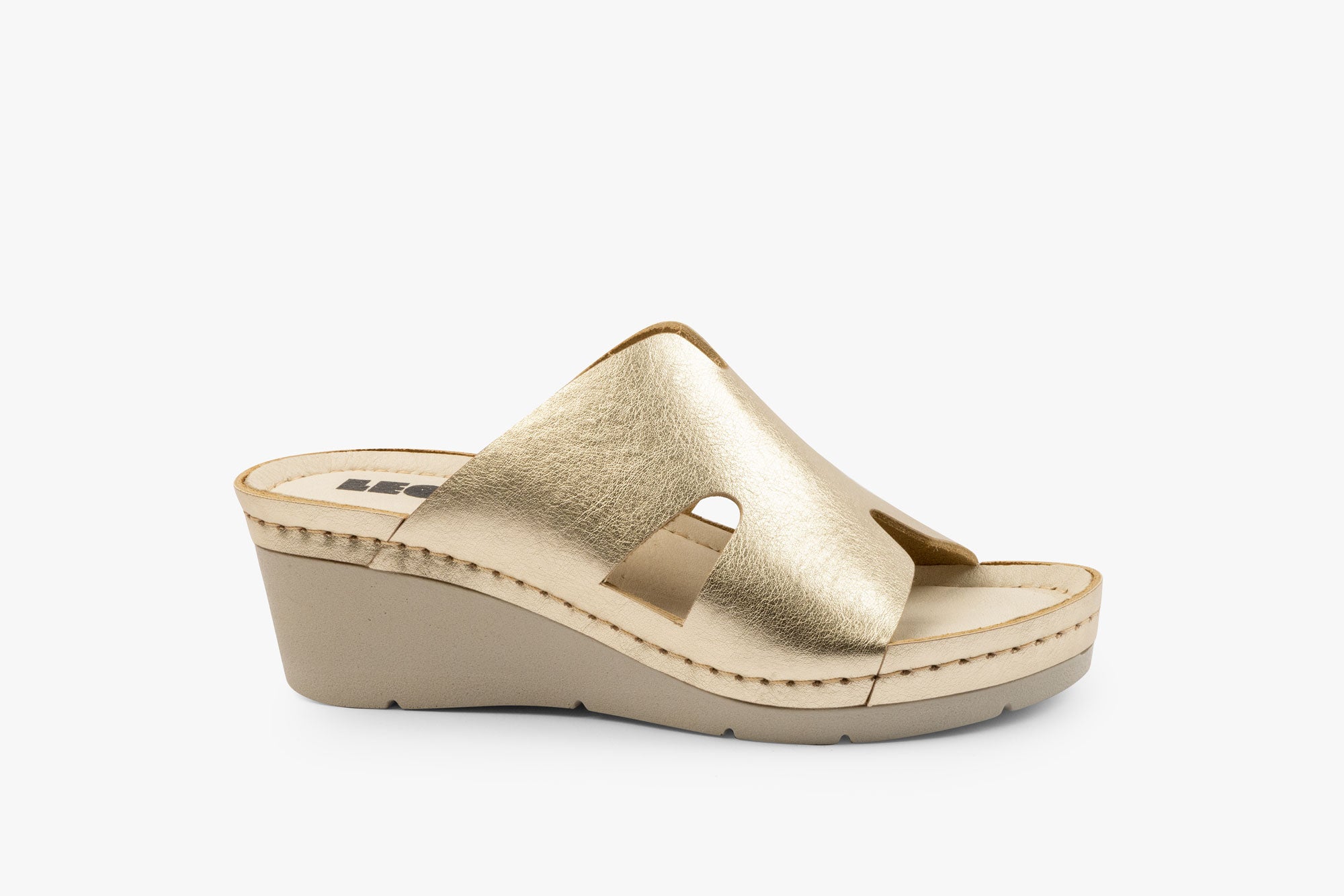 Eleve dame kilesandal i læder - guld