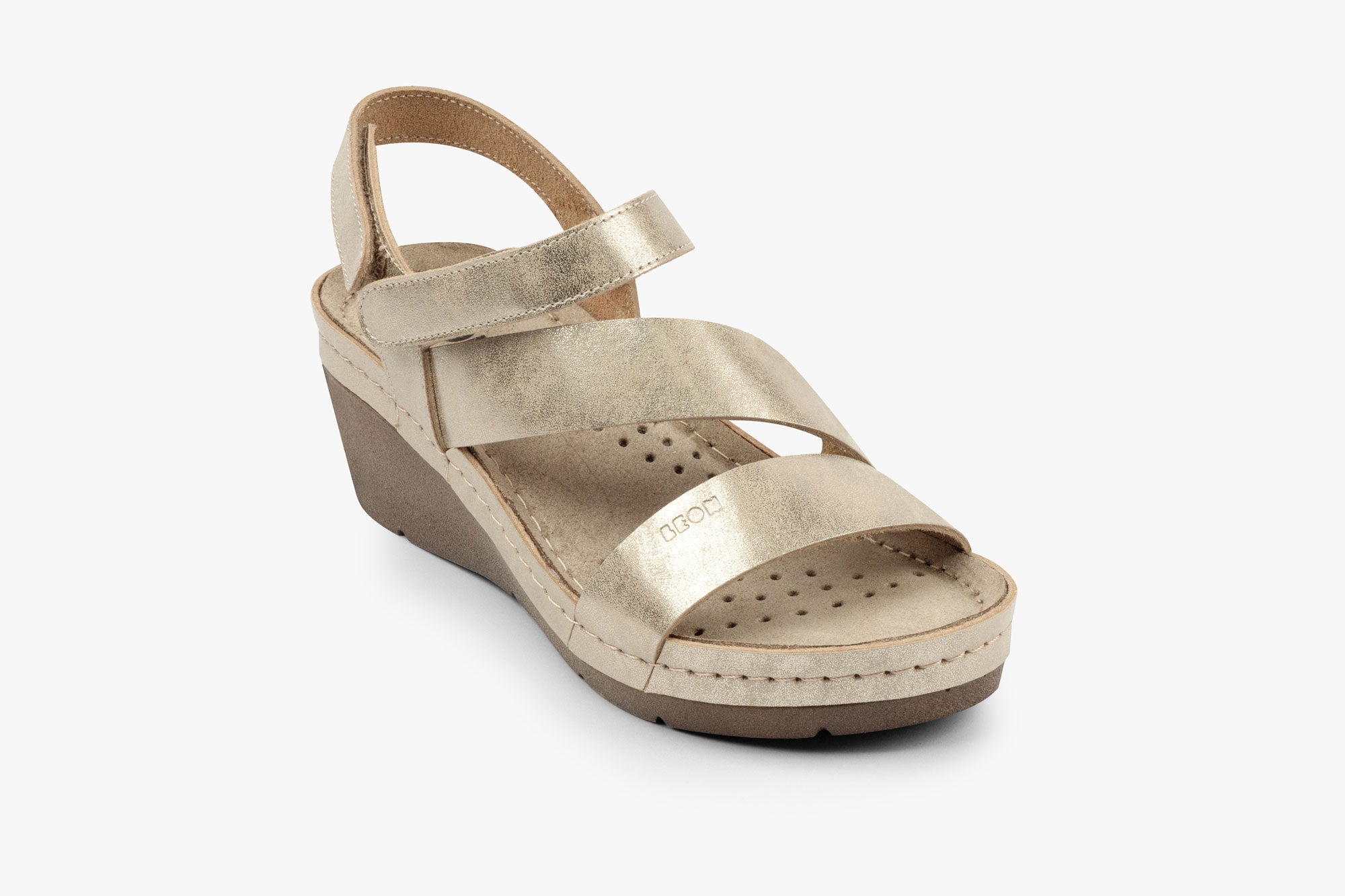 Kiara dame læder kilesandal - guld