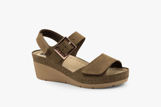 Grace dame læder kilesandal - brun