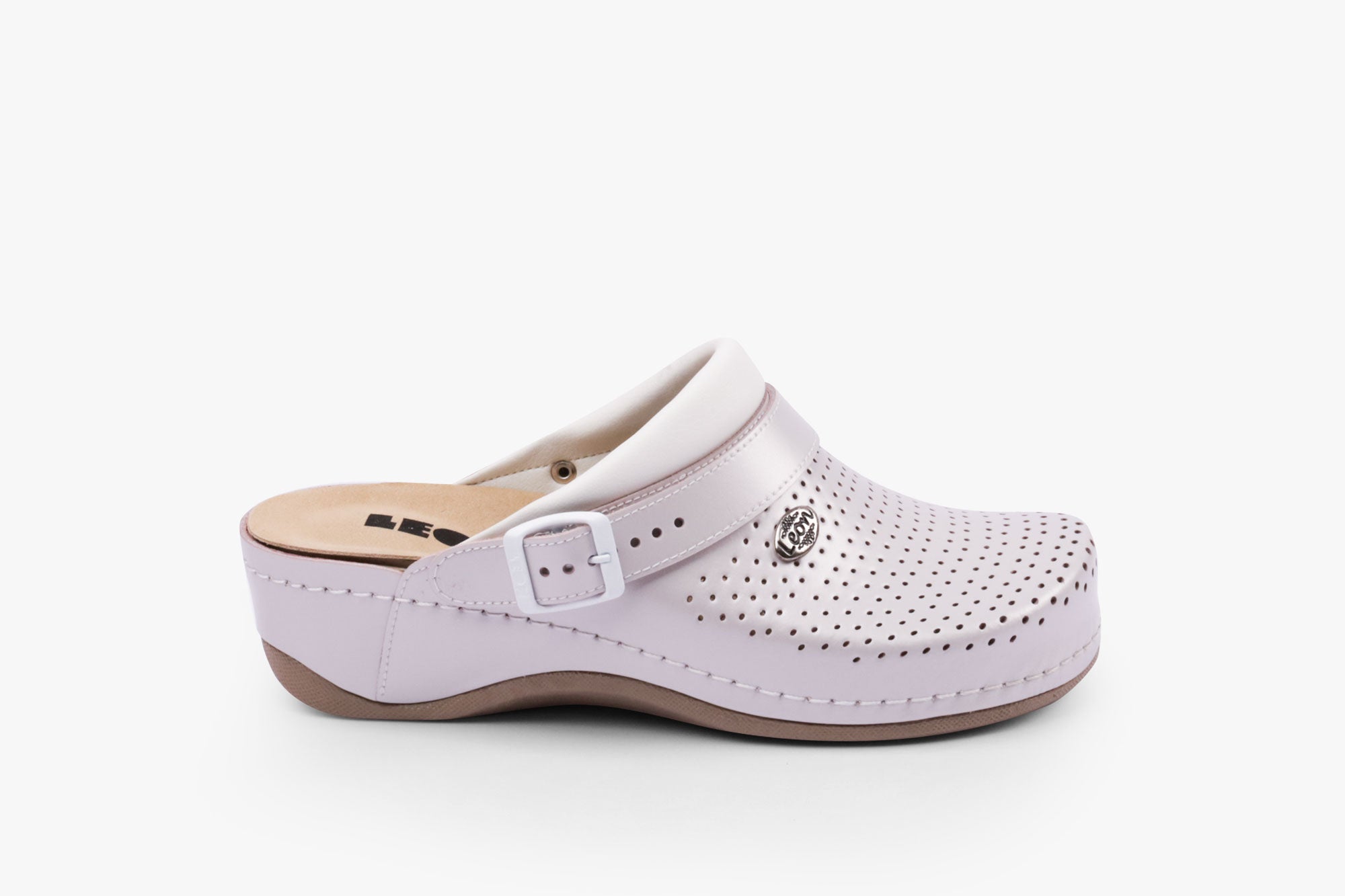 Dame Læder Clogs - Perlemor