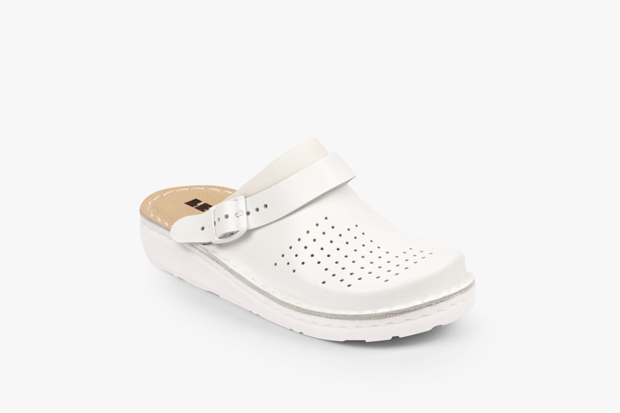 Settle dame læder clogs - hvid