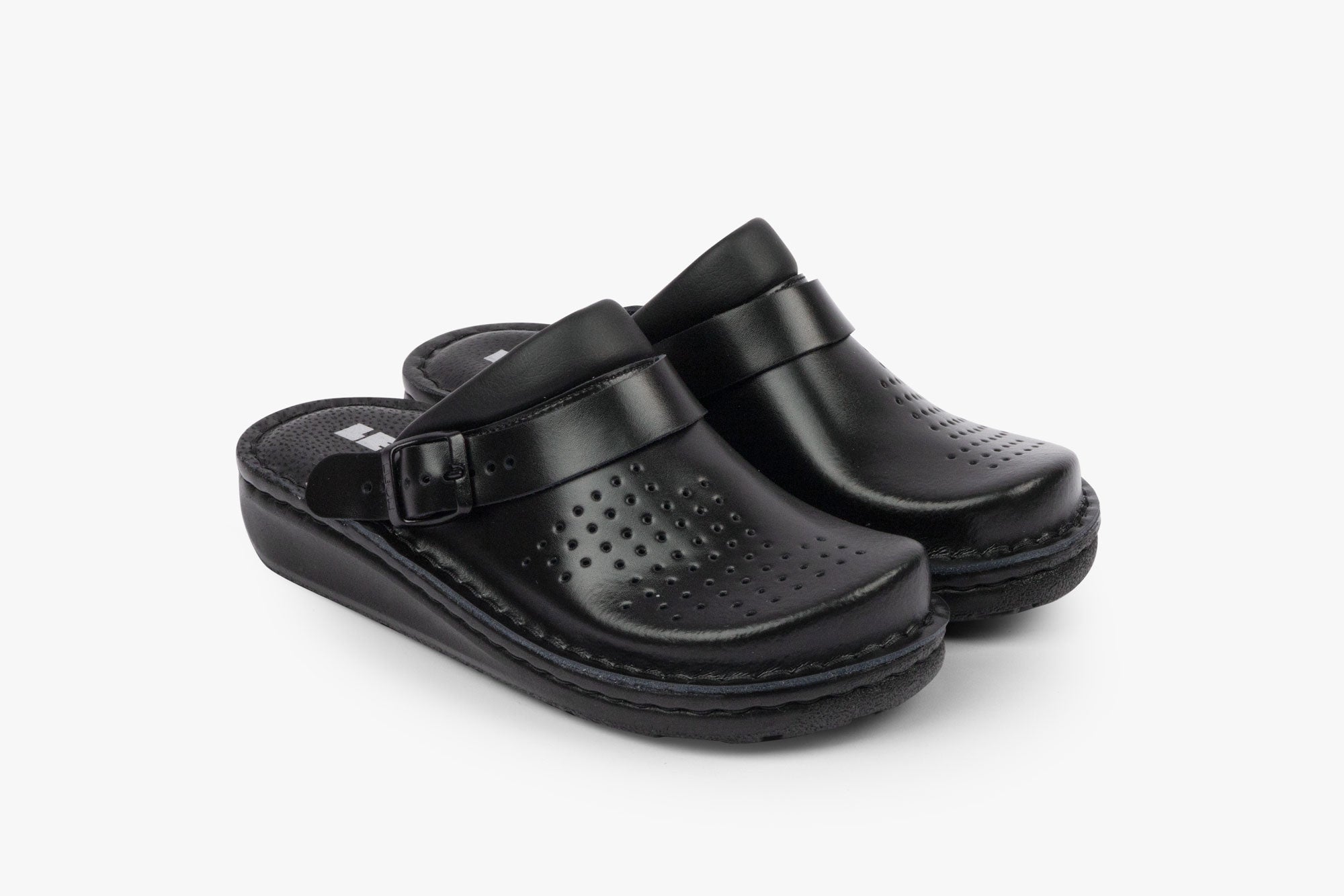 Settle dame læder clogs - sort
