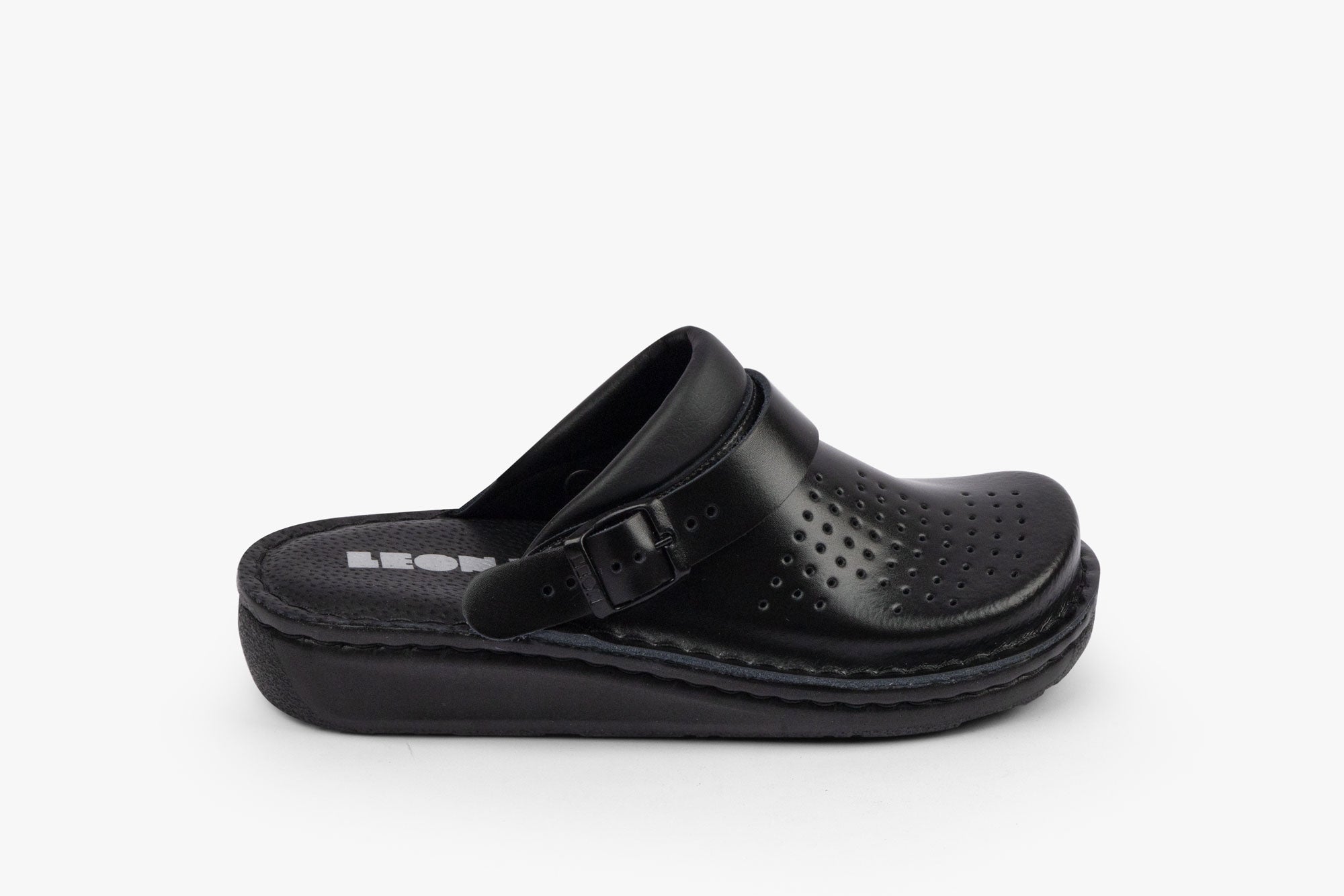 Settle dame læder clogs - sort
